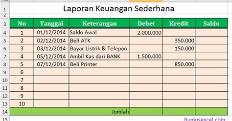 Download Contoh Buku Kas Sederhana dengan Excel