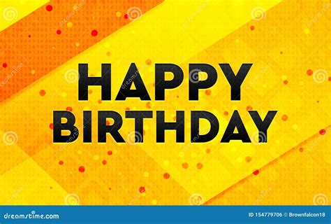 Happy Birthday Abstract Digital Banner Yellow Background Stock ...