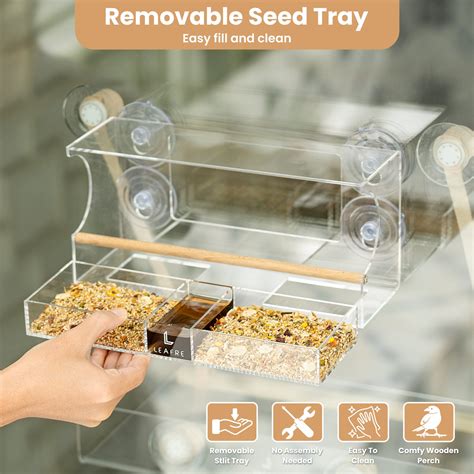 Clear Acrylic Window Bird Feeder - 3 in 1 Seeds, Nectar & Water ...