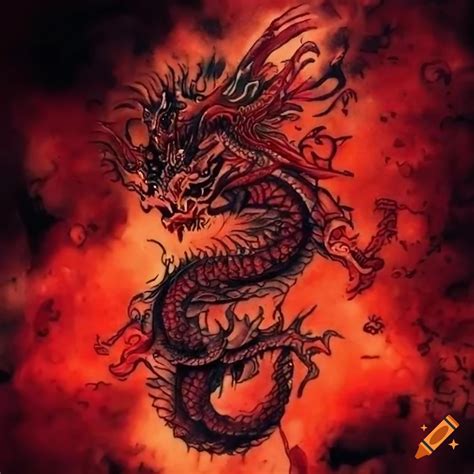 Red and black chinese dragon tattoo on Craiyon