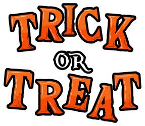 Trick or treat word logo for halloween Royalty Free Vector