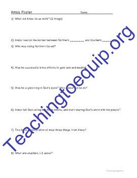 Summary of book of Amos Bible Overview Activity by Teaching to Equip