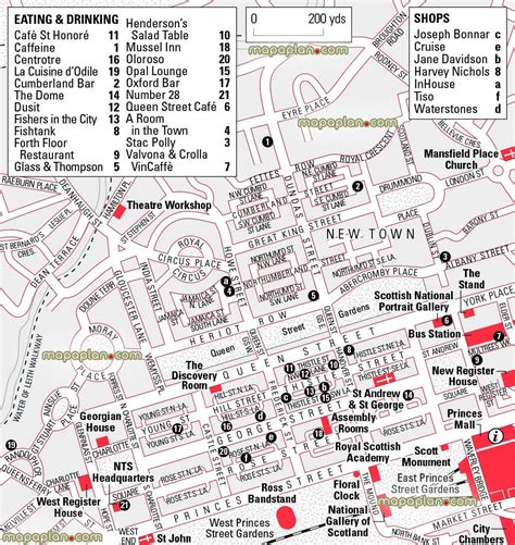 Edinburgh top tourist attractions map - New Town map with must-see sights, the most iconic ...