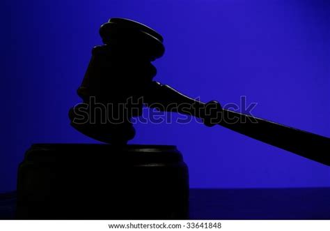 Judges Court Gavel Silhouette On Blue Stock Photo (Edit Now) 33641848