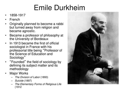 What Is Emile Durkheim Best Known for