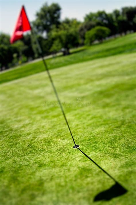 Golf hole with a flag stock photo. Image of leisure, grass - 14192840