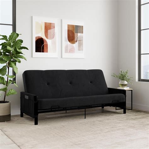 DHP Metal and Storage Arm Futon with 6" Mattress | The Brick