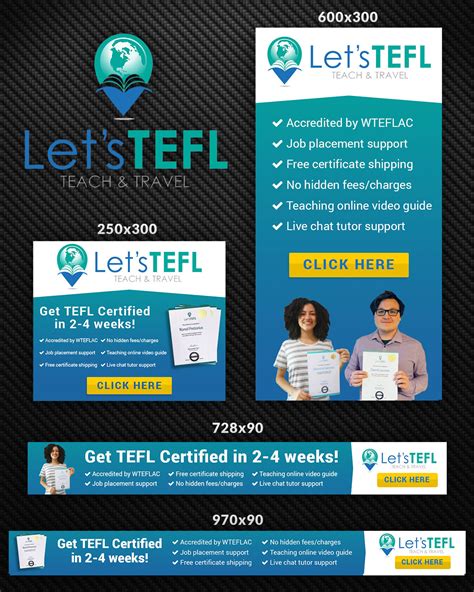 Affiliate Banner Advert Pack for TEFL Course | 5 Banner Ad Designs for a business in LocalDev