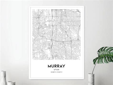 Murray Map Print, Murray Map Poster Wall Art, Ut City Map, Utah Print Street Map Decor, Road Map ...