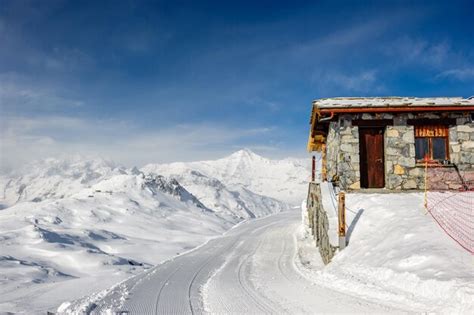 Premium Photo | Alpine winter mountain landscape french alps with snow