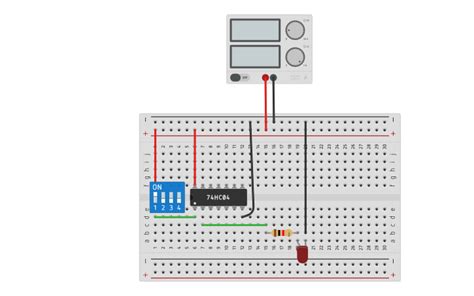 Circuit design INVERTER 74HC04 | Tinkercad