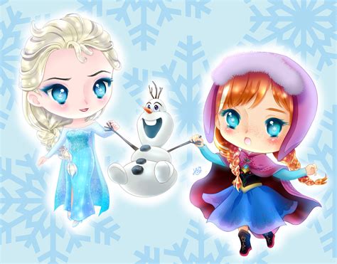 Elsa, Anna and Olaf by hinivaal on DeviantArt