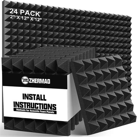 Buy 24 Pack Acoustic Foam Panels 2 Inches Thick Sound Proof Padding for Wall Pyramid, 2" X 12" X ...