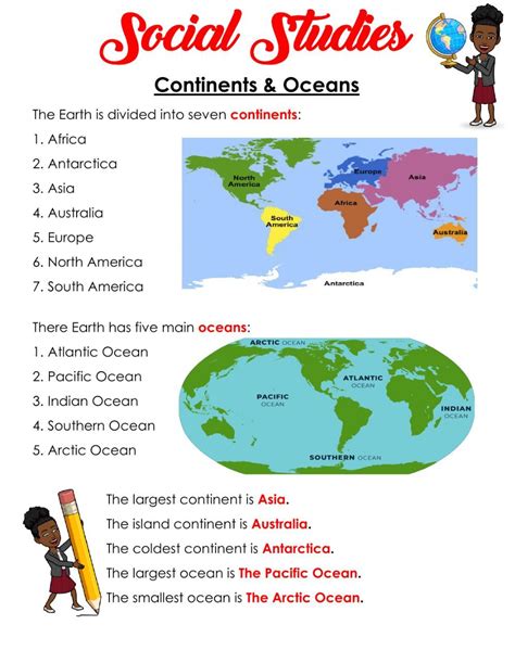 Continents oceans notes worksheet – Artofit