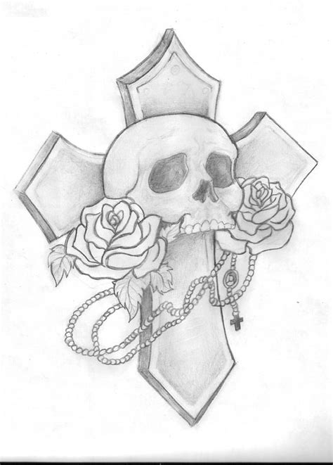 Skull And Cross Tattoo Drawing by Leah Thornton