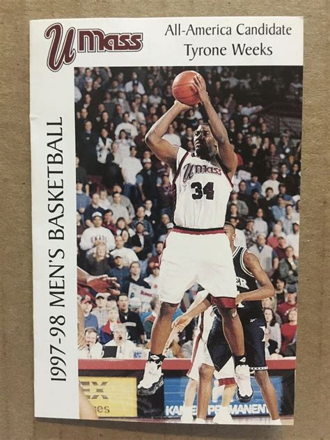 199798 Massachusetts UMass Minutemen Basketball Pocket Schedule Tyrone Weeks : Free Download ...