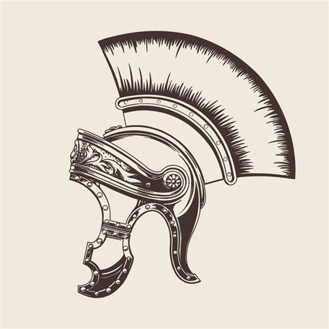 Hand drawn style gladiator helmet on a beige background for print and ...