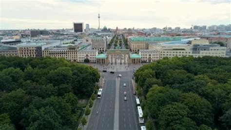 Aerial View of Brandenburg Gate (Brandenburger Tor) in Berlin, Germany, Europe, Stock Footage