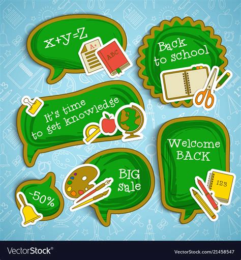 Back to school stickers set Royalty Free Vector Image