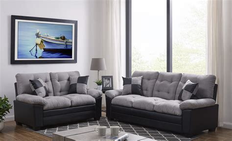 Living Room Simple Classic Plush Cushion Sofa And Loveseat Microfiber ...