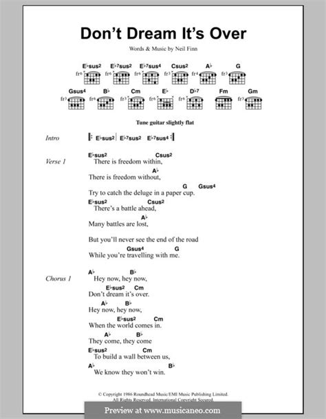 Don't Dream It's Over (Crowded House) por N. Finn - Partituras on músicaNeo