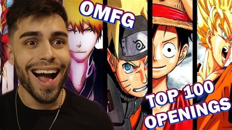 TOP 100 ANIME OPENINGS REACTION - YouTube