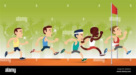 Cartoon runners at the finish line Stock Vector Image & Art - Alamy