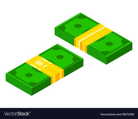 Pile of money icon from two sides isometric Vector Image