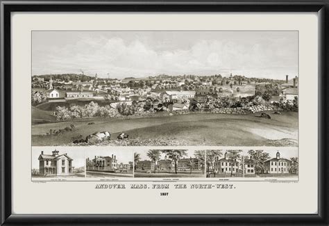 Andover MA 1857 - Vintage City Maps, Restored City Maps