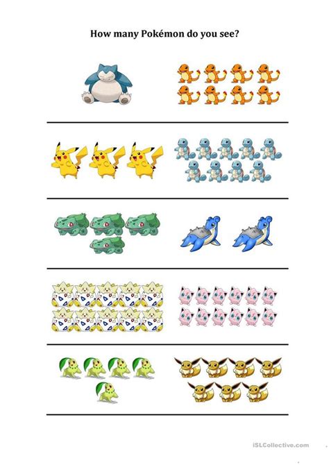 How many Pokemon do you see worksheet - Free ESL printable worksheets ...