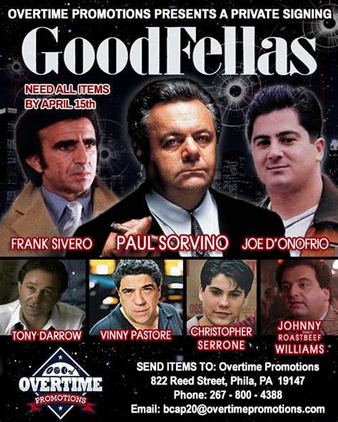 GOODFELLAS – CAST – (PRIVATE SIGNING) – ORDER BY 4/15/21 – Overtime ...