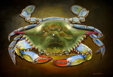 Colorful Blue Crab Painting by Phyllis Beiser