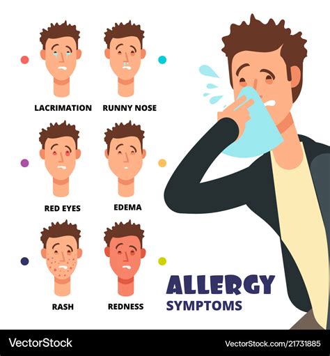 Allergy symptoms - cartoon Royalty Free Vector Image