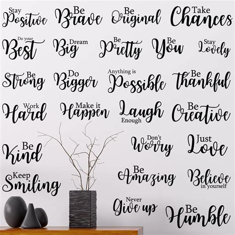 25 Pcs Vinyl Wall Quotes Stickers Inspirational Quotes Decal ...