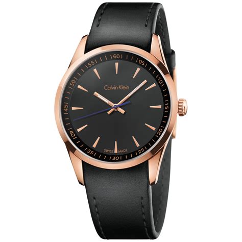 Calvin Klein Men'S Swiss Black Leather Strap Watch 41Mm K5A316C1 in ...