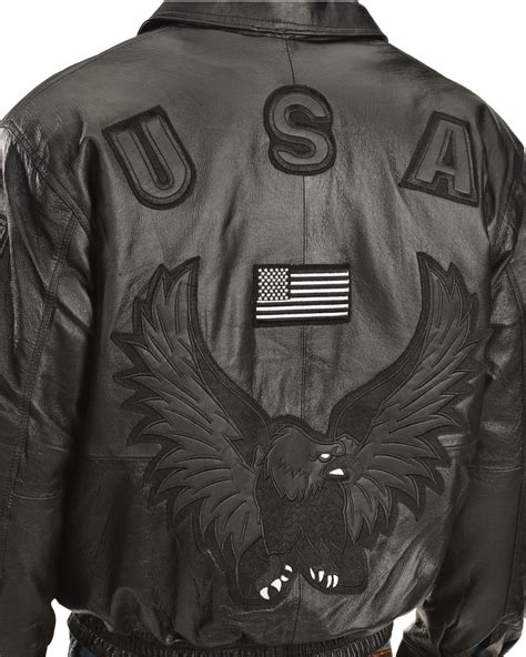 Vintage Leather Black USA Eagle Flag Jacket | Boot Barn