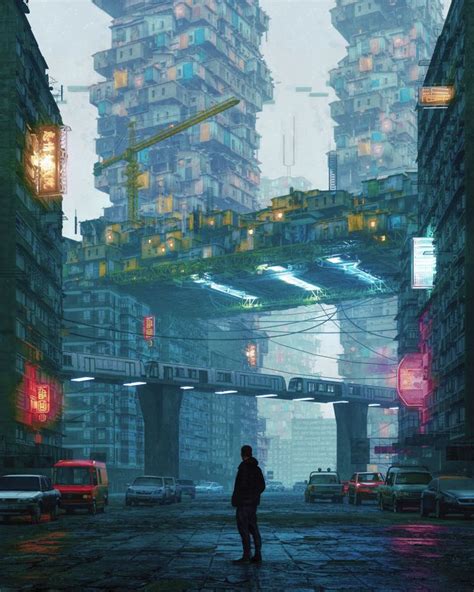 Excuse Me Did You Drop This By Any Chance | Dystopian art, Environment concept art, Futuristic city