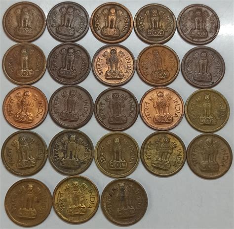 1 Naya Paisa & 1 Paisa Mint-wise Complete Set 1957 to 1972 (41 Coins ...