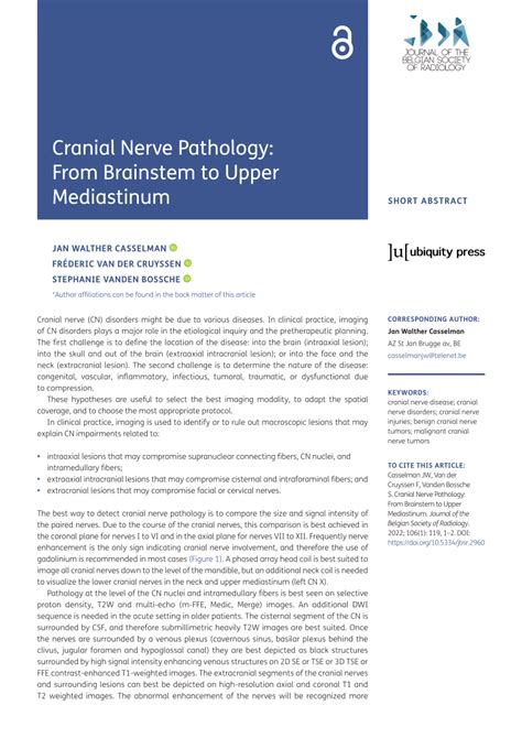 (PDF) Cranial Nerve Pathology: From Brainstem to Upper Mediastinum