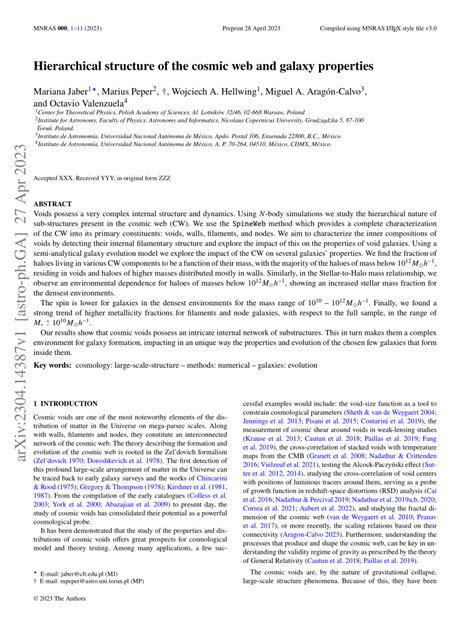 (PDF) Hierarchical structure of the cosmic web and galaxy properties