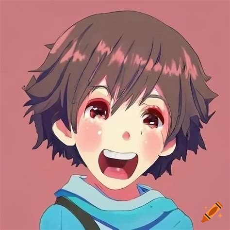 Adorable anime kid trying not to laugh on Craiyon