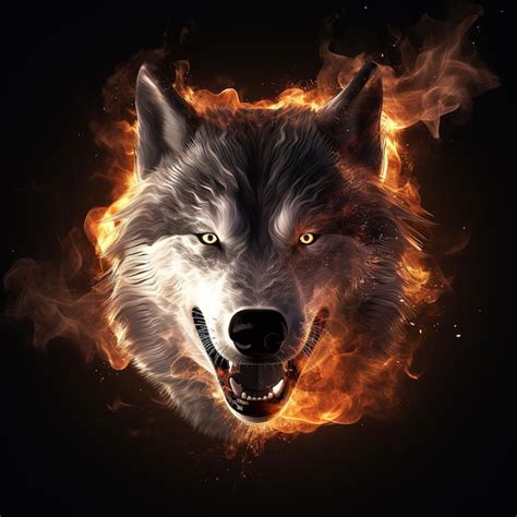 Premium AI Image | Image of angry siberian husky dog face and flames on ...