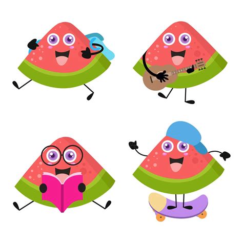 A collection of cute watermelon cartoon illustration characters 1 ...