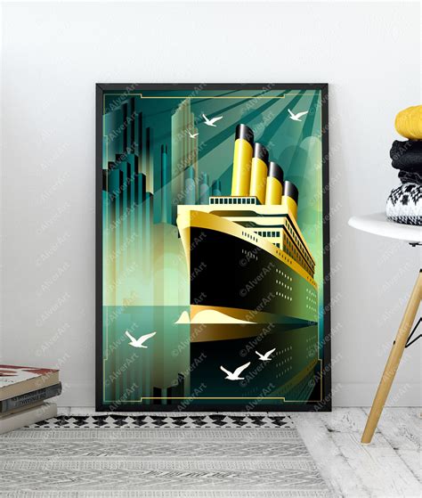 Titanic Poster Art Deco Poster Cruise Steam Ship Digital | Etsy