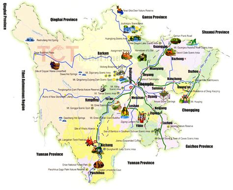 Sichuan Maps, Map of Sichuan China, Sichuan Tourist maps, City Map