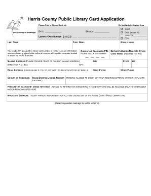 Harris County Public Library Card Application - Hcpl - Fill and Sign Printable Template Online