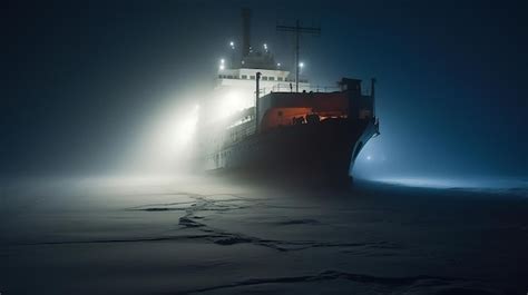 Premium Photo | Cruise ship ice breaker is shown at night slicing ...