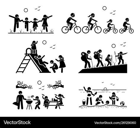 Family outdoor recreational activities stick Vector Image