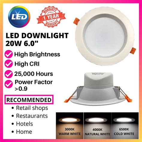 Led downlight 6 inch 20W 3000k / 4000K / 6500k Led downlight 3 color round led ceiling lights ...