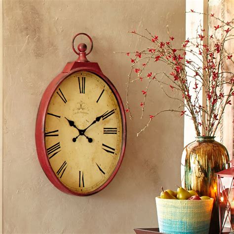 Red Antiqued Wall Clock | Pier 1 Imports | Vintage wall clock, Antique wall clock, Wall clock